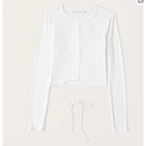 Abercrombie & Fitch Cropped Top Women's M White Viscose Ribbed Knit Stretch NWT